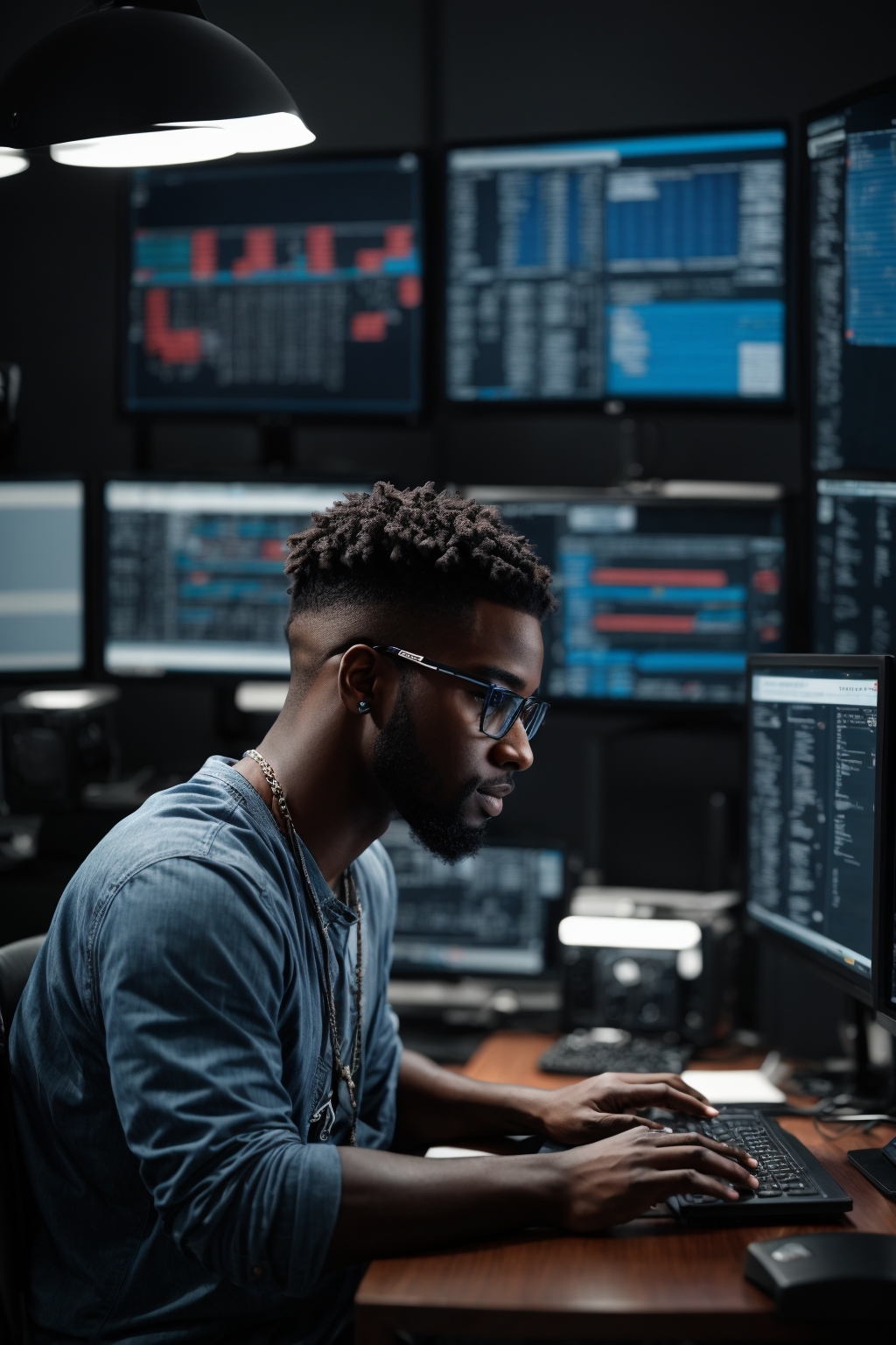 PhotoReal_Side_view_over_shoulder_of_black_male_coder_developi_2